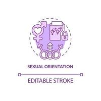 Sexual orientation purple concept icon. Personal data protection abstract idea thin line illustration. Isolated outline drawing. Editable stroke. Roboto-Medium, Myriad Pro-Bold fonts used vector