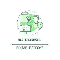 File permissions green concept icon. Sensitive data Integrity abstract idea thin line illustration. Isolated outline drawing. Editable stroke. Roboto-Medium, Myriad Pro-Bold fonts used vector