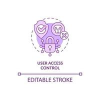 User access purple control concept icon. Sensitive information security abstract idea thin line illustration. Isolated outline drawing. Editable stroke. Roboto-Medium, Myriad Pro-Bold fonts used vector