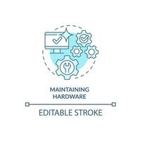 Maintaining hardware turquoise concept icon. Availability of sensitive data abstract idea thin line illustration. Isolated outline drawing. Editable stroke. Roboto-Medium, Myriad Pro-Bold fonts used vector