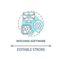 Patching software turquoise concept icon. Sensitive information protection abstract idea thin line illustration. Isolated outline drawing. Editable stroke. Roboto-Medium, Myriad Pro-Bold fonts used vector