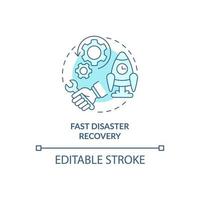 Fast disaster recovery turquoise concept icon. Availability of data abstract idea thin line illustration. Isolated outline drawing. Editable stroke. Roboto-Medium, Myriad Pro-Bold fonts used vector