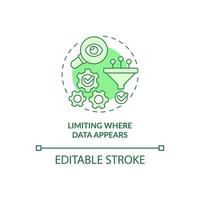 Limiting where data appears green concept icon. Personal information online abstract idea thin line illustration. Isolated outline drawing. Editable stroke. Roboto-Medium, Myriad Pro-Bold fonts used vector