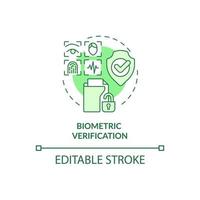 Biometric verification green concept icon. Ways to protect information abstract idea thin line illustration. Isolated outline drawing. Editable stroke. Roboto-Medium, Myriad Pro-Bold fonts used vector