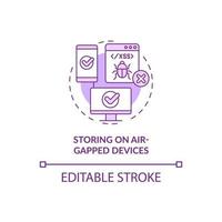 Storing on air-gapped devices purple concept icon. Personal data abstract idea thin line illustration. Isolated outline drawing. Editable stroke. Roboto-Medium, Myriad Pro-Bold fonts used vector