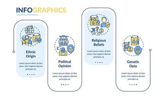 ejemplos de plantilla infográfica de rectángulo de información personal. visualización de datos con 4 pasos. gráfico de información de la línea de tiempo del proceso. diseño de flujo de trabajo con iconos de línea. lato-negrita, fuentes regulares utilizadas vector