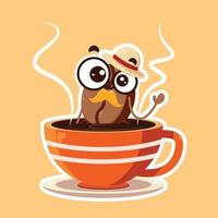 coffee bean cartoon character illustration vector