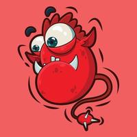 little red monster character illustration vector