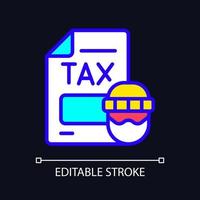 Tax evasion RGB color icon for dark theme. Taxation fraud. Money laundering. False declaration. Simple filled line drawing on night mode background. Editable stroke. Pixel perfect. Arial font used vector