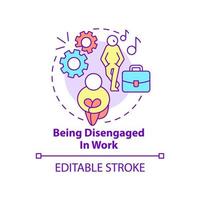 Being disengaged in work concept icon. Burnout at workplace. Anxiety abstract idea thin line illustration. Isolated outline drawing. Editable stroke. Roboto-Medium, Myriad Pro-Bold fonts used vector