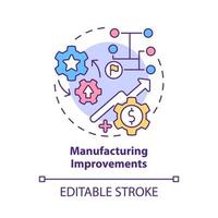 Manufacturing improvements concept icon. Improving customer experience abstract idea thin line illustration. Isolated outline drawing. Editable stroke. Roboto-Medium, Myriad Pro-Bold fonts used vector