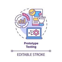 Prototype testing concept icon. Digital twin task abstract idea thin line illustration. Virtual prototyping. Isolated outline drawing. Editable stroke. Roboto-Medium, Myriad Pro-Bold fonts used vector