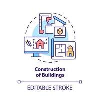 Buildings construction concept icon. Potential failures prediction abstract idea thin line illustration. Isolated outline drawing. Editable stroke. Roboto-Medium, Myriad Pro-Bold fonts used vector