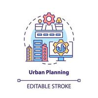 Urban planning concept icon. Digital twin use case abstract idea thin line illustration. Virtual representation. Isolated outline drawing. Editable stroke. Roboto-Medium, Myriad Pro-Bold fonts used vector