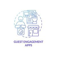 Guest engagement apps blue gradient concept icon. Online review. Touchless system abstract idea thin line illustration. Isolated outline drawing. Roboto-Medium, Myriad Pro-Bold fonts used vector