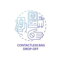 Contactless bag drop off blue gradient concept icon. Safe service. Touchless system abstract idea thin line illustration. Isolated outline drawing. Roboto-Medium, Myriad Pro-Bold fonts used vector