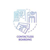 Contactless boarding blue gradient concept icon. Book flight. Touchless system abstract idea thin line illustration. Isolated outline drawing. Roboto-Medium, Myriad Pro-Bold fonts used vector