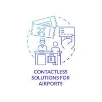 Contactless solutions in airports blue gradient concept icon. Touchless system abstract idea thin line illustration. Isolated outline drawing. Roboto-Medium, Myriad Pro-Bold fonts used vector