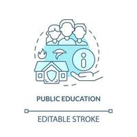 Public education turquoise concept icon. Informing studetns of disaster abstract idea thin line illustration. Isolated outline drawing. Editable stroke. Roboto-Medium, Myriad Pro-Bold fonts used vector