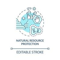 Natural resources protection turquoise concept icon. Wildlife abstract idea thin line illustration. Isolated outline drawing. Editable stroke. Roboto-Medium, Myriad Pro-Bold fonts used vector