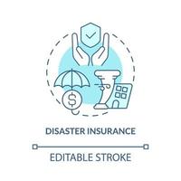 Disaster insurance turquoise concept icon. Financial coverage for help abstract idea thin line illustration. Isolated outline drawing. Editable stroke. Roboto-Medium, Myriad Pro-Bold fonts used vector