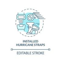 Installed hurricane straps turquoise concept icon. Enforcing systems abstract idea thin line illustration. Isolated outline drawing. Editable stroke. Roboto-Medium, Myriad Pro-Bold fonts used vector