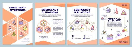 plantilla de folleto de situaciones de emergencia. mitigación de desastres. diseño de impresión de folletos con iconos lineales. diseños vectoriales para presentación, informes anuales, anuncios. arial-black, innumerables fuentes pro-regulares utilizadas vector