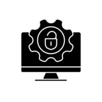 icono de glifo negro de jailbreak. eliminar la restricción de los fabricantes. instalar software en el teléfono móvil. ciberdelincuencia bloqueo del dispositivo. símbolo de silueta en el espacio en blanco. ilustración vectorial aislada vector