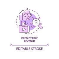 Predictable revenue purple concept icon. Regular subscription. Business model abstract idea thin line illustration. Isolated outline drawing. Editable stroke. Roboto-Medium, Myriad Pro-Bold fonts used vector
