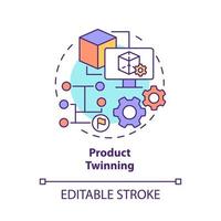 Product twinning concept icon. Virtual representation abstract idea thin line illustration. Twinning level. Isolated outline drawing. Editable stroke. Roboto-Medium, Myriad Pro-Bold fonts used