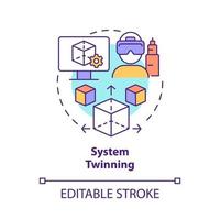 System twinning concept icon. Model-based engineering abstract idea thin line illustration. Create digital twin. Isolated outline drawing. Editable stroke. Roboto-Medium, Myriad Pro-Bold fonts used vector