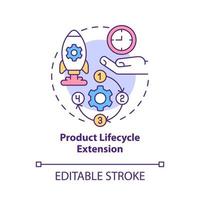 Product lifecycle extension concept icon. Process improvement abstract idea thin line illustration. Digital twin. Isolated outline drawing. Editable stroke. Roboto-Medium, Myriad Pro-Bold fonts used vector