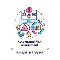 Accelerated risk assessment concept icon. Digital twin benefit abstract idea thin line illustration. Isolated outline drawing. Editable stroke. Roboto-Medium, Myriad Pro-Bold fonts used vector