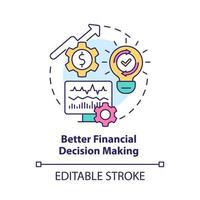 Better financial decision making concept icon. Digital twin solution abstract idea thin line illustration. Isolated outline drawing. Editable stroke. Roboto-Medium, Myriad Pro-Bold fonts used vector