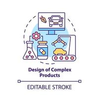 Complex products design concept icon. Manufacturing industry abstract idea thin line illustration. Smart assembly. Isolated outline drawing. Editable stroke. Roboto-Medium, Myriad Pro-Bold fonts used vector