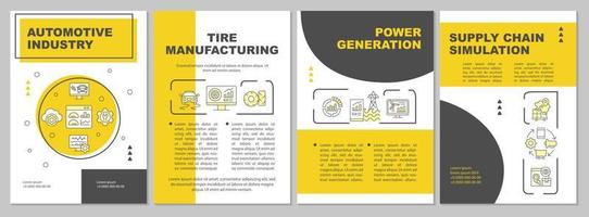 plantilla de folleto amarillo de casos de uso de gemelos digitales. simulación. diseño de impresión de folletos con iconos lineales. diseños vectoriales para presentación, informes anuales, anuncios. arial-black, innumerables fuentes pro-regulares utilizadas vector