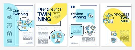 Twinning levels blue and yellow brochure template. Booklet print design with linear icons. Vector layouts for presentation, annual reports, ads. Arial-Black, Myriad Pro-Regular fonts used