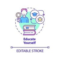 Educate yourself concept icon. Learn to spot signs of anxiety. Mental health abstract idea thin line illustration. Isolated outline drawing. Editable stroke. Roboto-Medium, Myriad Pro-Bold fonts used vector