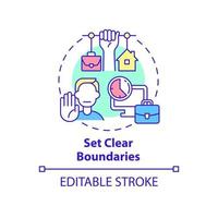 establecer un icono de concepto de límites claros. separación de la vida y el trabajo. ilustración de línea delgada de idea abstracta de salud mental. dibujo de contorno aislado. trazo editable. roboto-medium, innumerables fuentes pro-bold utilizadas vector