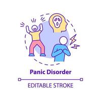 Panic disorder concept icon. Type of anxiety attack. Mental illness abstract idea thin line illustration. Isolated outline drawing. Editable stroke. Roboto-Medium, Myriad Pro-Bold fonts used vector