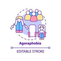 Agoraphobia concept icon. Type of anxiety disorder. Mental healthcare abstract idea thin line illustration. Isolated outline drawing. Editable stroke. Roboto-Medium, Myriad Pro-Bold fonts used vector