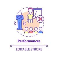 Performances concept icon. Panic attack trigger. Anxiety disorder abstract idea thin line illustration. Isolated outline drawing. Editable stroke. Roboto-Medium, Myriad Pro-Bold fonts used vector