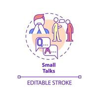 Small talk concept icon. Difficulty in communication. Anxiety mental disorder abstract idea thin line illustration. Isolated outline drawing. Editable stroke. Roboto-Medium, Myriad Pro-Bold fonts used vector