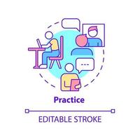 Practice concept icon. Overcome panic at performance. Avoiding anxiety abstract idea thin line illustration. Isolated outline drawing. Editable stroke. Roboto-Medium, Myriad Pro-Bold fonts used vector