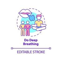 Do deep breathing concept icon. Exercise for panic attack avoiding abstract idea thin line illustration. Isolated outline drawing. Editable stroke. Roboto-Medium, Myriad Pro-Bold fonts used vector