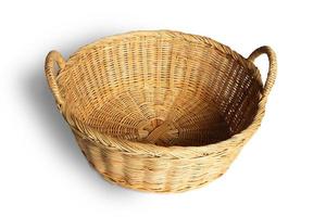 Empty Wicker basket on white background.