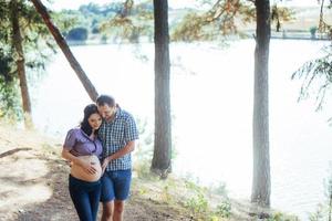 Happy family is waiting their baby photo