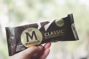 Samut Prakan, Thailand - March 27, 2022 Chocolate Magnum ice cream Magnum Classic from the walls photo