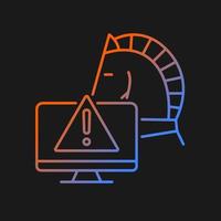 Backdoor trojan gradient vector icon for dark theme. Malicious remote access to computer. Computer disruption. Thin line color symbol. Modern style pictogram. Vector isolated outline drawing