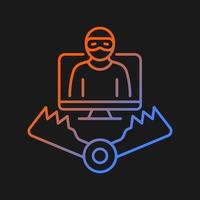 Honeypot gradient vector icon for dark theme. Trap for attackers. Deceptive method of cybersecurity. Luring hackers. Thin line color symbol. Modern style pictogram. Vector isolated outline drawing